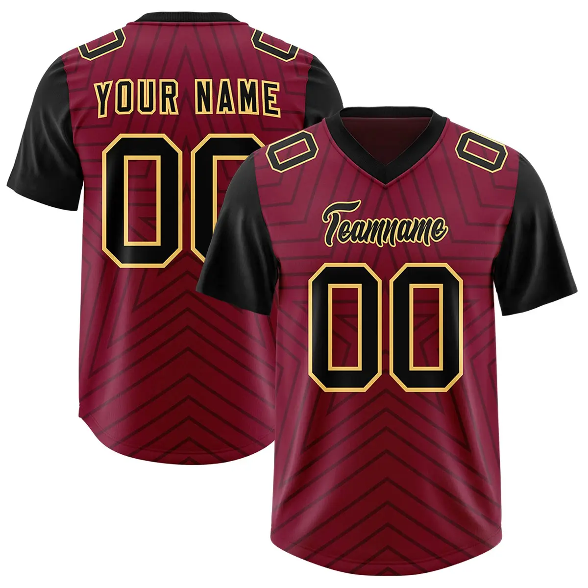 Cardinal Black Star Pattern Raglan Authentic Football Jersey