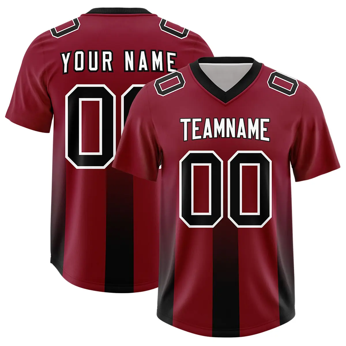 Cardinal Black Vertical Stripe Gradient Team Football Jersey