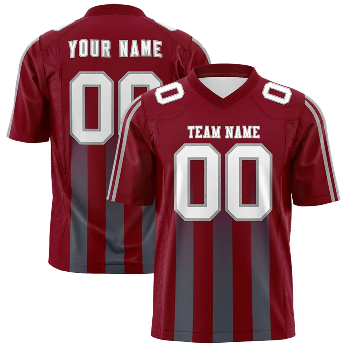Cardinal Dark Gray Vertical Fine Stripe Gradient Football Jersey