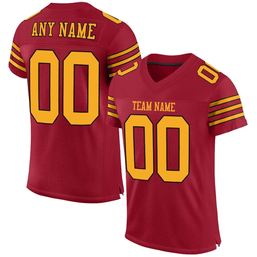 Cardinal Gold-Black Mesh Football Jersey