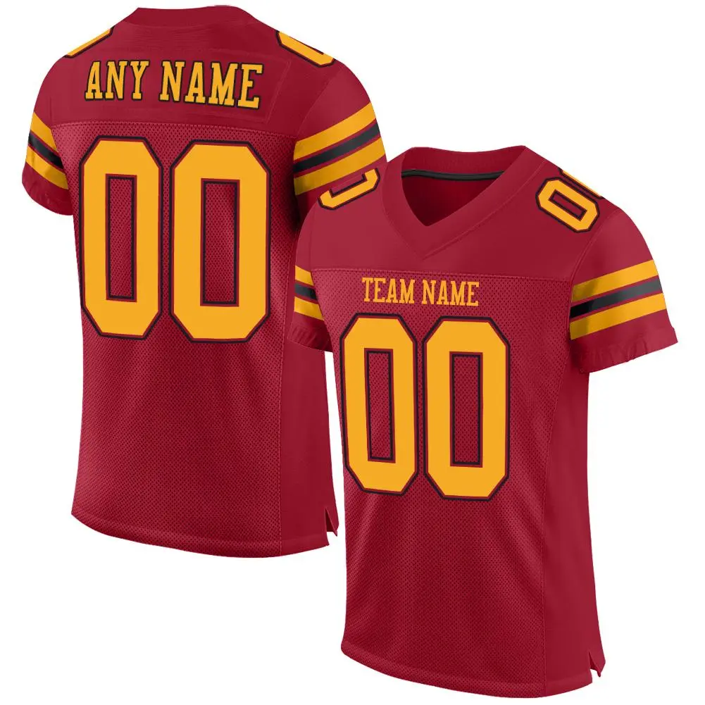 Cardinal Gold-Black Mesh Football Jersey