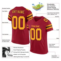 Cardinal Gold-Black Mesh Football Jersey 2