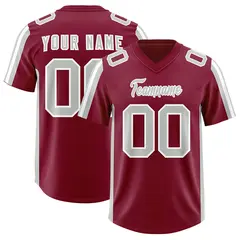 Cardinal Gray and White Side Stripe Football Jersey 1