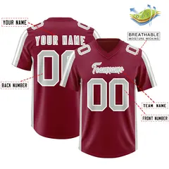 Cardinal Gray and White Side Stripe Football Jersey 2