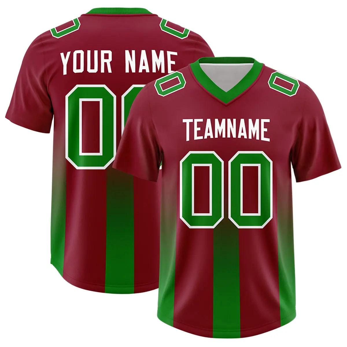 Cardinal Kelly Green Gradient Vertical Stripe Football Jersey