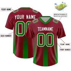Cardinal Kelly Green Gradient Vertical Stripe Football Jersey 2