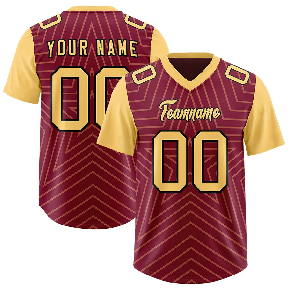 Cardinal Khaki Star Pattern Raglan Sleeves Football Jersey