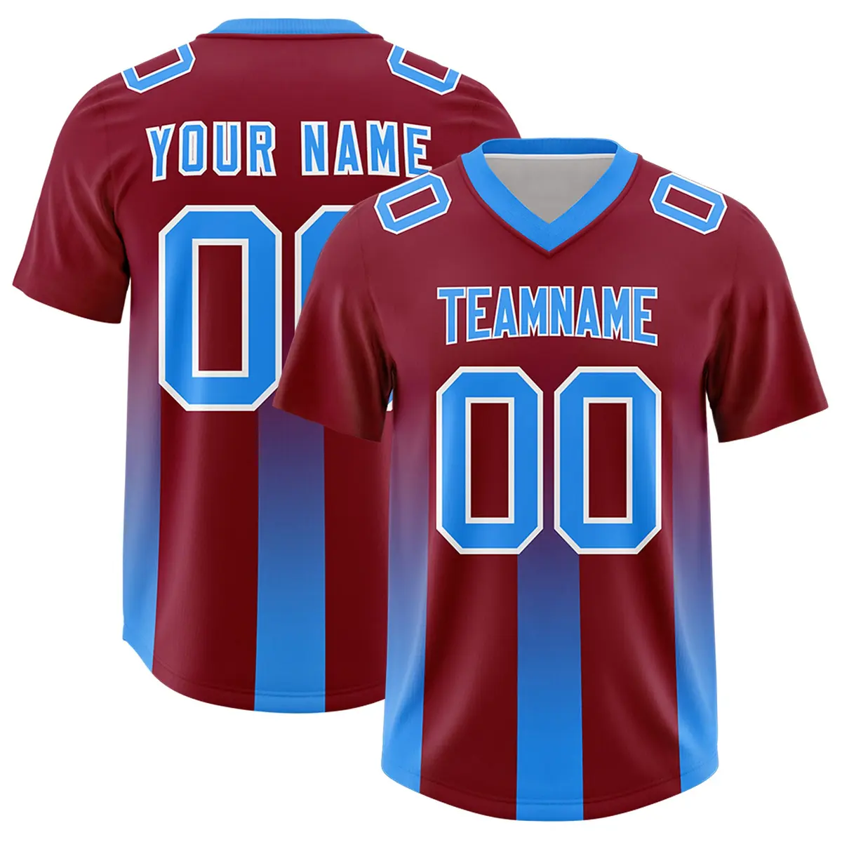 Cardinal Light Blue Gradient Vertical Stripe Football Jersey