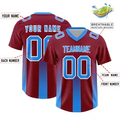 Cardinal Light Blue Gradient Vertical Stripe Football Jersey 2