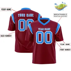 Cardinal Light Blue Two-Tone Shoulder Cut Flag Football Jersey 2