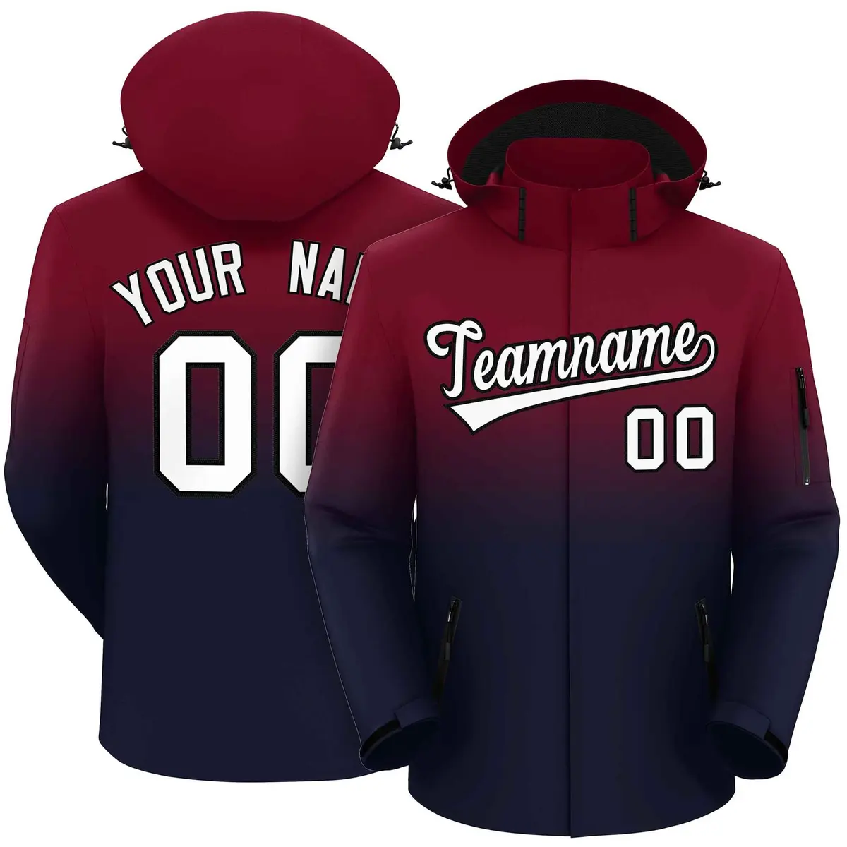 Cardinal Navy Gradient Hooded Waterproof Outdoor Jacket