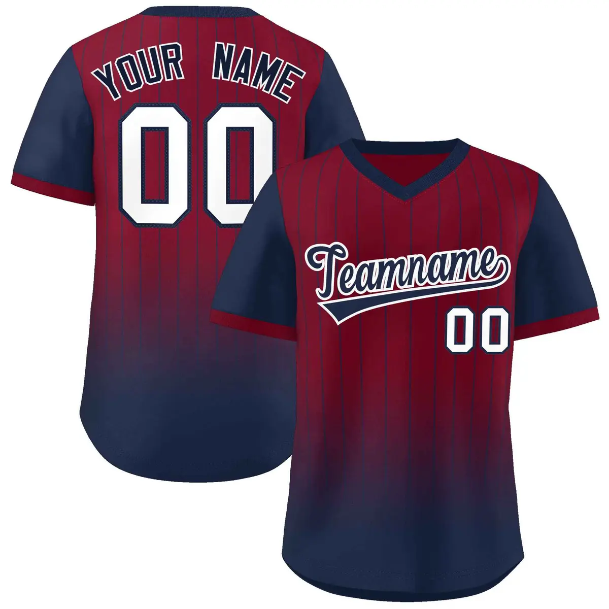 Cardinal Navy-White Gradient Pinstripe Baseball Jersey