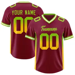 Cardinal Neon Green and Gold Gradient Sides Football Jersey 1