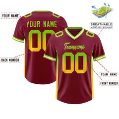 Cardinal Neon Green and Gold Gradient Sides Football Jersey 2
