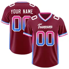 Cardinal Pink and Powder Blue Gradient Sides Football Jersey 1