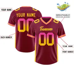 Cardinal Pink Gold Gradient Sides Football Jersey 2