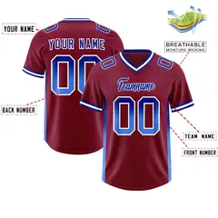 Cardinal Royal and Powder Blue Gradient Sides Football Jersey 2
