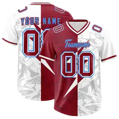 Cardinal White Split Lightning Pattern Football Jersey 1