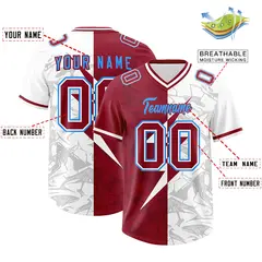 Cardinal White Split Lightning Pattern Football Jersey 2