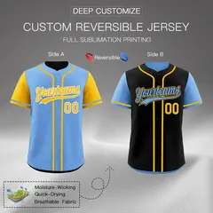 Carolina Black Reversible Raglan Baseball Jersey 2