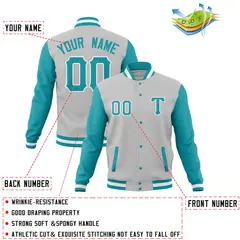 Casual Full-Snap Varsity Letterman Baseball Jacket 44