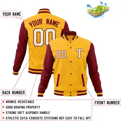 Casual Full-Snap Varsity Letterman Baseball Jacket 68