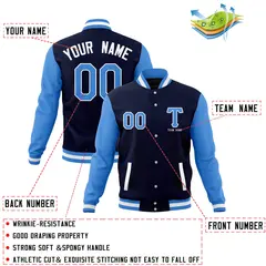 Casual Letterman Varsity Baseball Jacket Full-Snap Coat 12