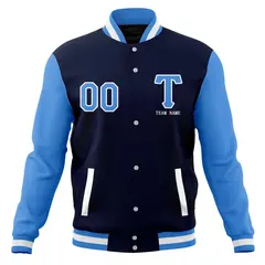 Casual Letterman Varsity Baseball Jacket Full-Snap Coat 13