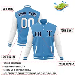 Casual Letterman Varsity Baseball Jacket Full-Snap Coat 20