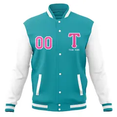 Casual Letterman Varsity Baseball Jacket Full-Snap Coat 29