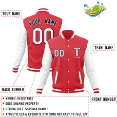 Casual Letterman Varsity Baseball Jacket Full-Snap Coat 44