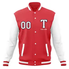 Casual Letterman Varsity Baseball Jacket Full-Snap Coat 45