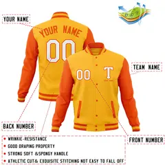Casual Letterman Varsity Baseball Jacket Full-Snap Coat 68