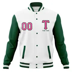Casual Letterman Varsity Baseball Jacket Full-Snap Coat 77