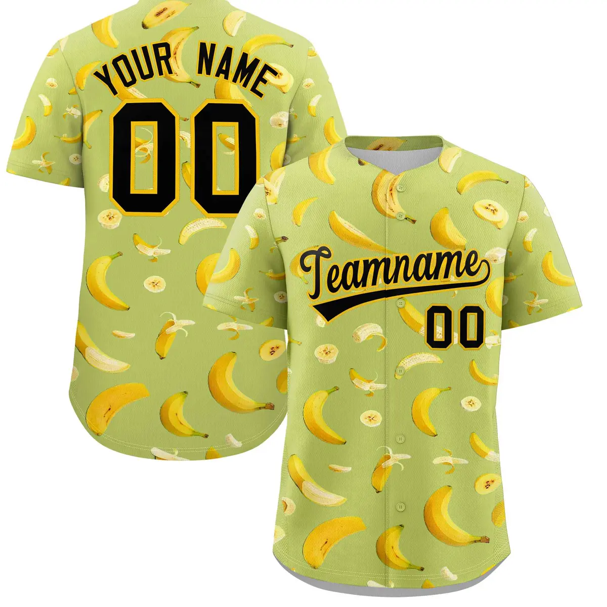 Champagne Banana Graffiti Pattern Fashion Baseball Jersey