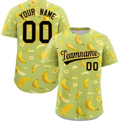 Champagne Banana Graffiti Pattern Fashion Baseball Jersey