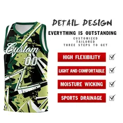 Champagne Kelly Green Abstract Graffiti Quick-Drying Basketball Jersey 2