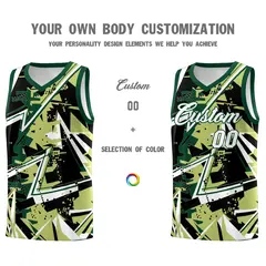 Champagne Kelly Green Abstract Graffiti Quick-Drying Basketball Jersey 3