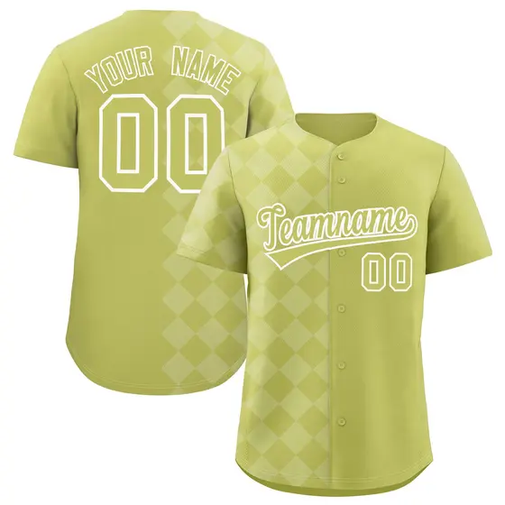 Champagne Rhombus Pattern Baseball Jersey
