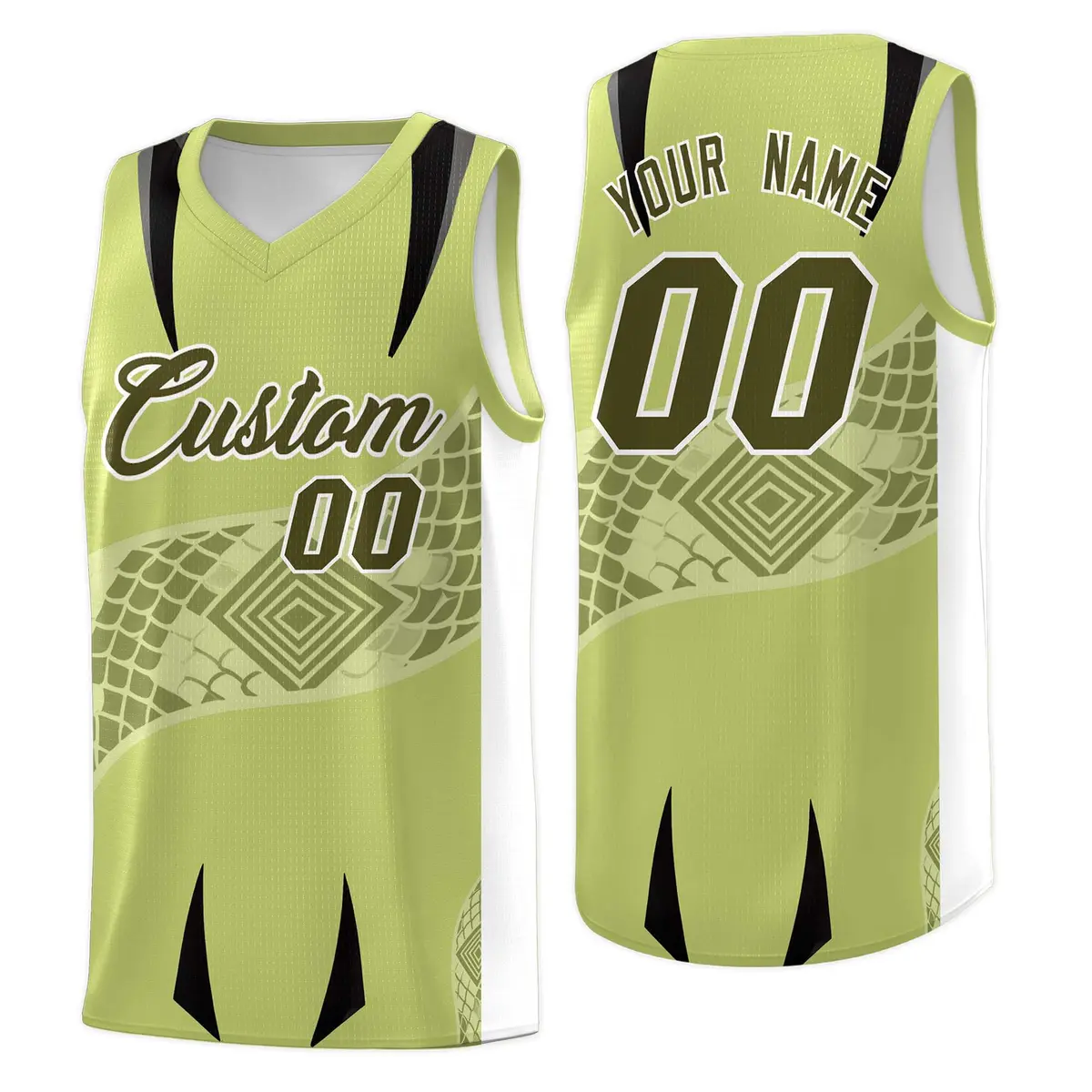 Champagne White Snake Scale Venomous Fang Graffiti Basketball Jersey