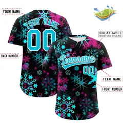 Christmas Graffiti Pattern Authentic Baseball Jersey 3