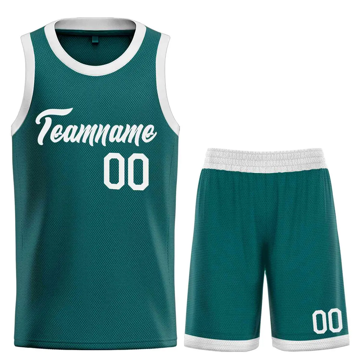 Classic Aqua White Heal Sports Basketball Jersey Uniform Set