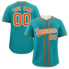 Classic Authentic Aqua Orange Baseball Jersey 1