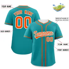 Classic Authentic Aqua Orange Baseball Jersey 2