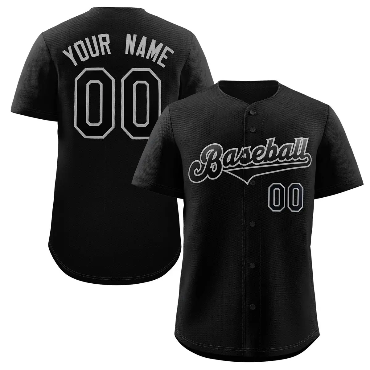 Classic Authentic Black Black-Gray Baseball Jersey