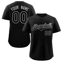 Classic Authentic Black Black-Gray Baseball Jersey 1
