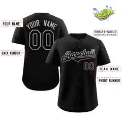 Classic Authentic Black Black-Gray Baseball Jersey 2