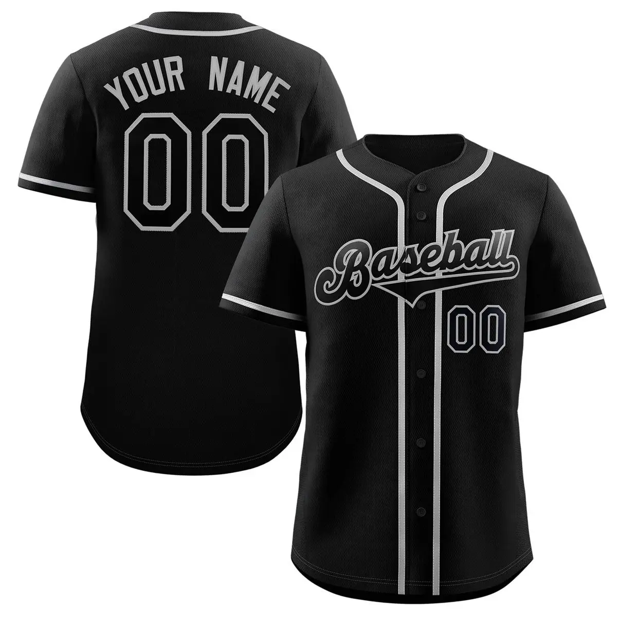 Classic Authentic Black Black-Gray Baseball Jersey