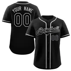 Classic Authentic Black Black-Gray Baseball Jersey 1