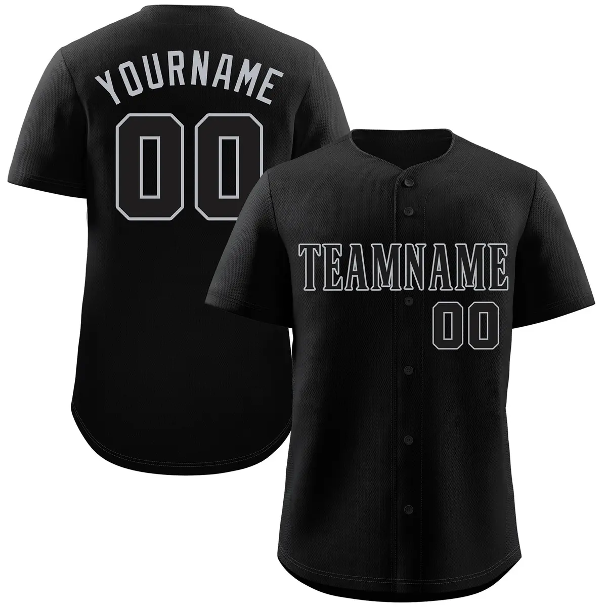 Classic Authentic Black Black-Gray Baseball Jersey